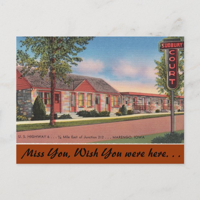 Iowa, Sudbury Court, Marengo Postkarte (Vorderseite)