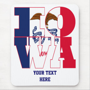 Iowa-Text für die Staatsflagge Mousepad