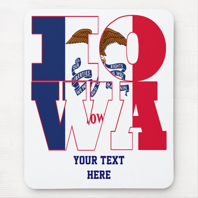 Iowa-Text für die Staatsflagge Mousepad (Vorne)