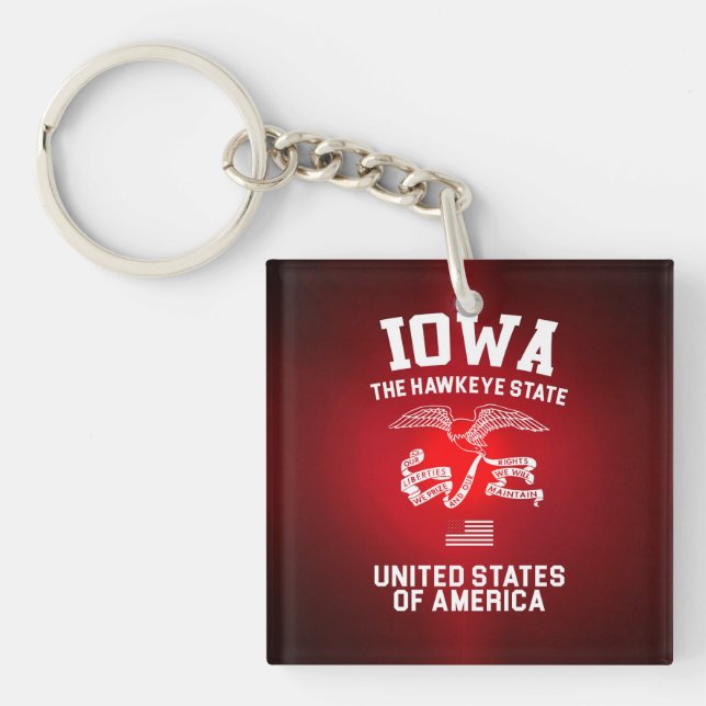 Iowa The Hawkeye Staat Schlüsselanhänger (Vorderseite)