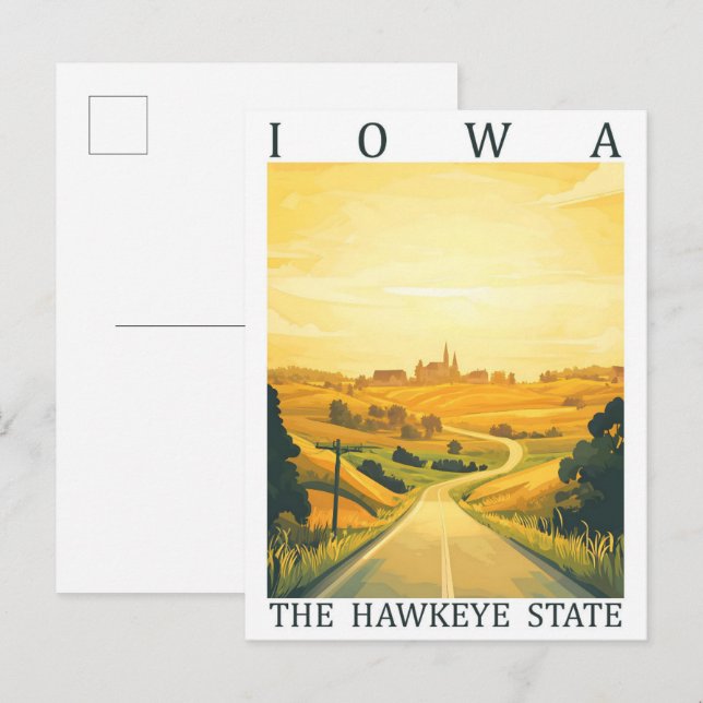 Iowa the Hawkeye Staat USA Travel Place Postkarte (Vorne/Hinten)