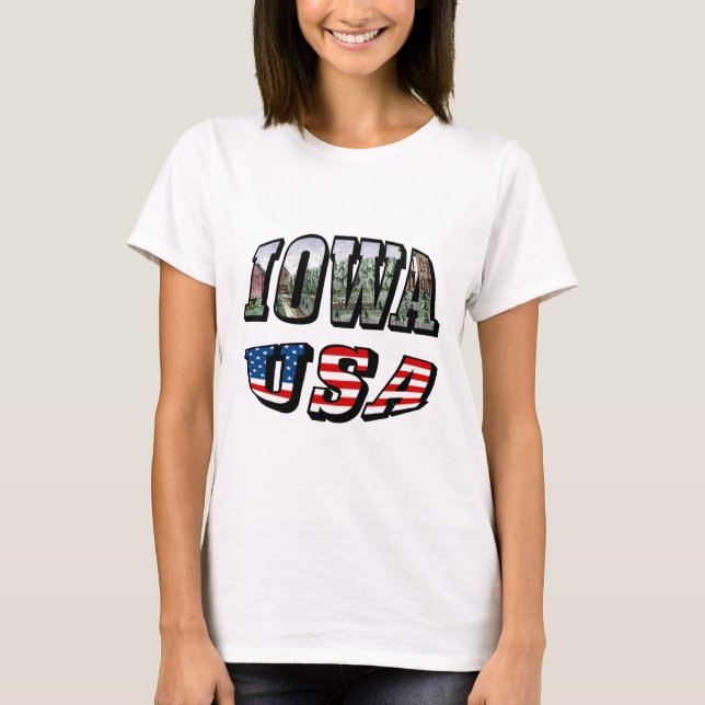 Iowa USA Flag & Staat Foto Text Frauen T-Shirt (Vorderseite)