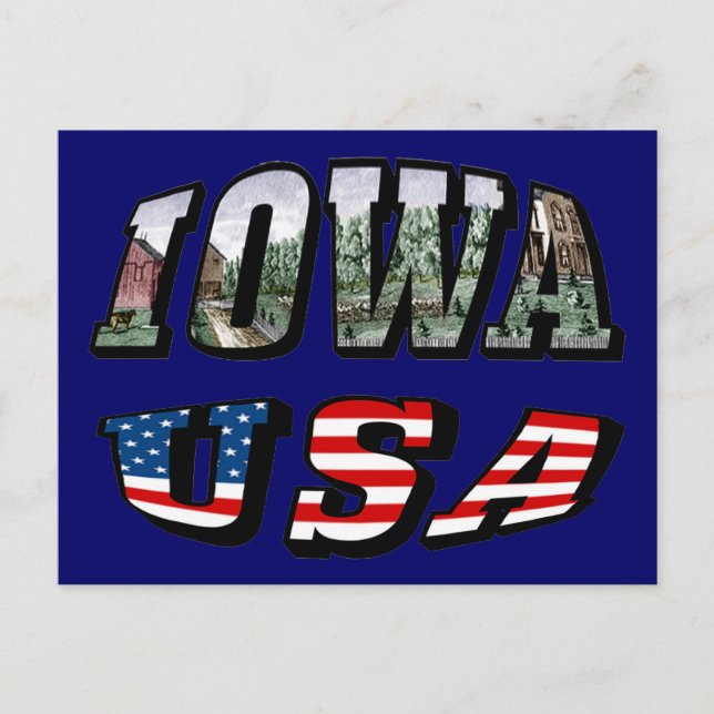 Iowa USA Flag & Staat Foto Text Postkarte (Vorderseite)