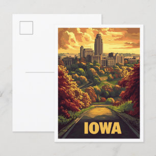 Iowa USA Vintage-Illustration Reise Postkarte