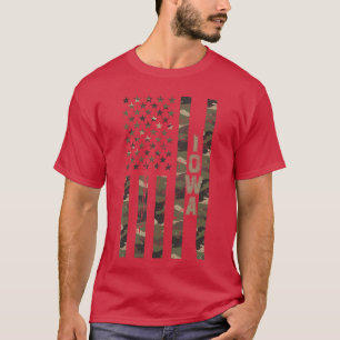Iowa Vereinigte Staaten Distressed Camo mit US-Fla T-Shirt