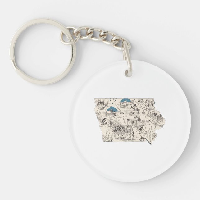 Iowa Vintage Bildkarte Schlüsselanhänger (Vorderseite)