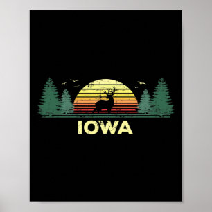 Iowa Vintage Hirschjagd Sunset Souvenir Poster