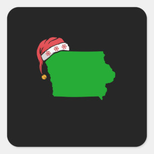 Iowa Weihnachten Niedlichen Weihnachtsgeschenk Grü Quadratischer Aufkleber