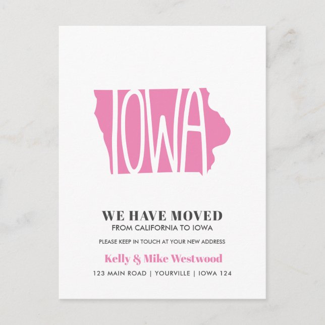 IOWA Wir haben neue Adresse Neue Zuhause verschobe Postkarte (Vorderseite)
