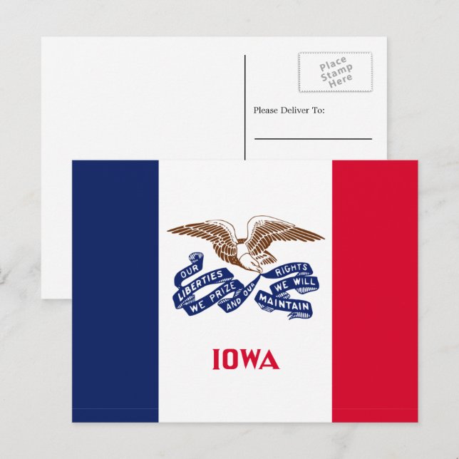Iowan-Flagge, Flagge von Iowa Postkarte (Vorne/Hinten)
