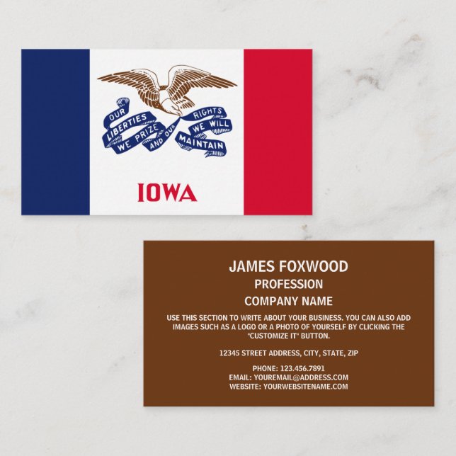 Iowan-Flagge, Flagge von Iowa Visitenkarte (Vorne/Hinten)
