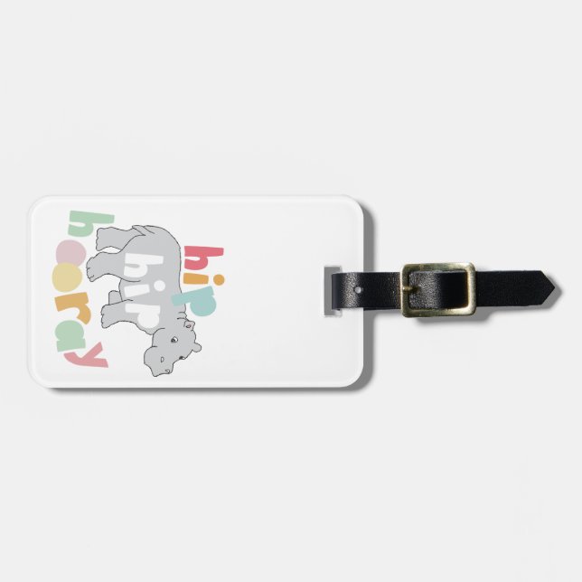 ip Angesagt Hooray Gray Hippo Zeichnend Süße Tier  Gepäckanhänger (Vorderseite horizontal)