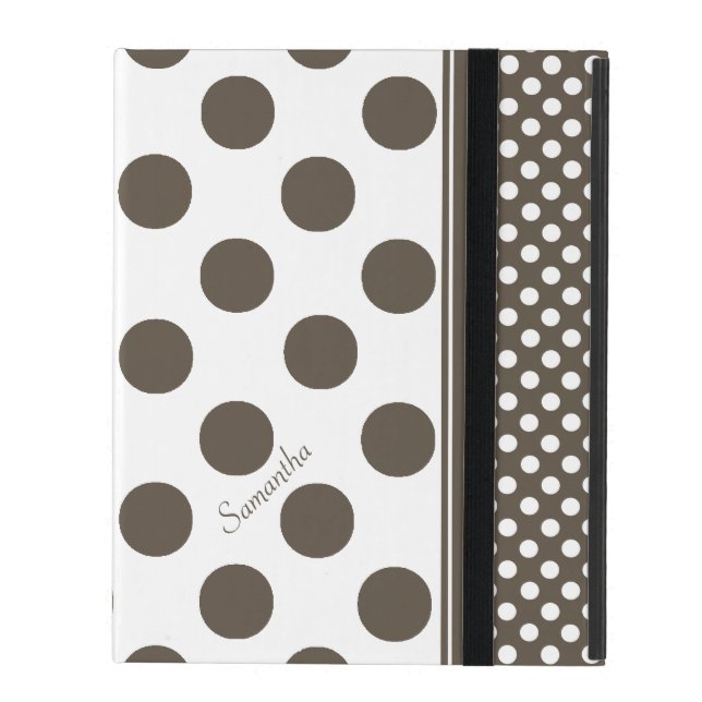 iPad Case Taupe und White Polka Dot Pattern iPad Schutzhülle (Vorderseite Geschlossen)