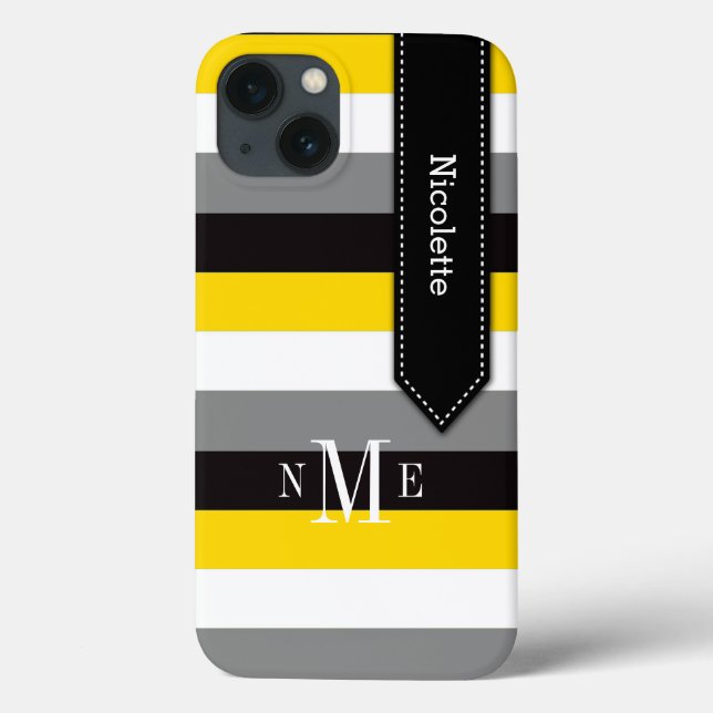 iPad Mini-Fall | Streifen | Gelb, Schwarz, Grau Case-Mate iPhone Hülle (Rückseite)