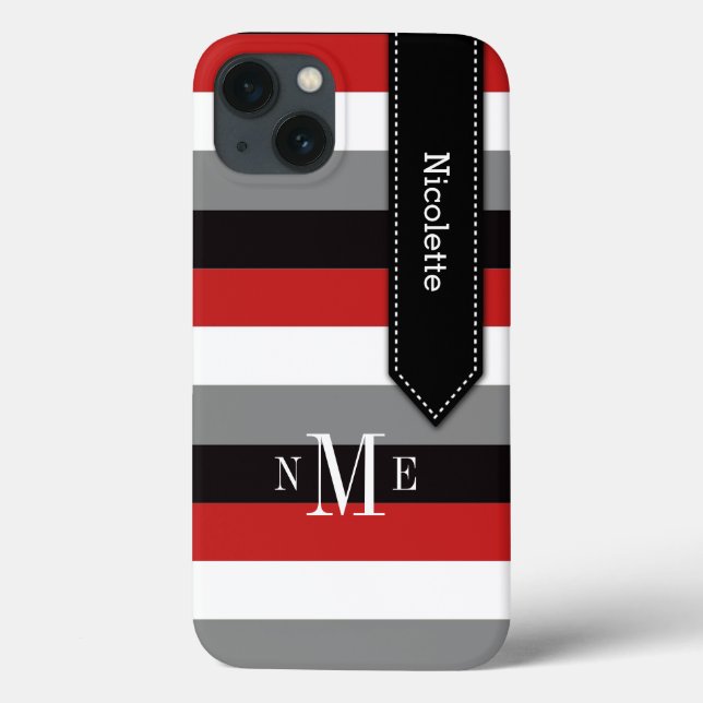 iPad Mini-Fall | Streifen | Rot, Schwarz, Grau Case-Mate iPhone Hülle (Rückseite)