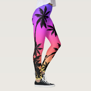 Ipanema Sunset Gradient Ombre Lila Pink Palms Leggings