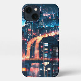 iPhone 11-15 Anime Case: "Cityscape Sunset." Hülle