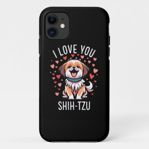 iPhone 11 Coque - Avec Dessin J'aime Shih Tzu