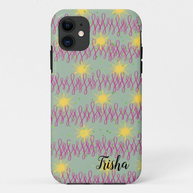 iPhone 11 Coque avec étoiles jaunes et persiennes  (Dos)