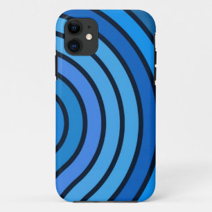 iPhone 11 Courbes noir et bleu coque Abstrait