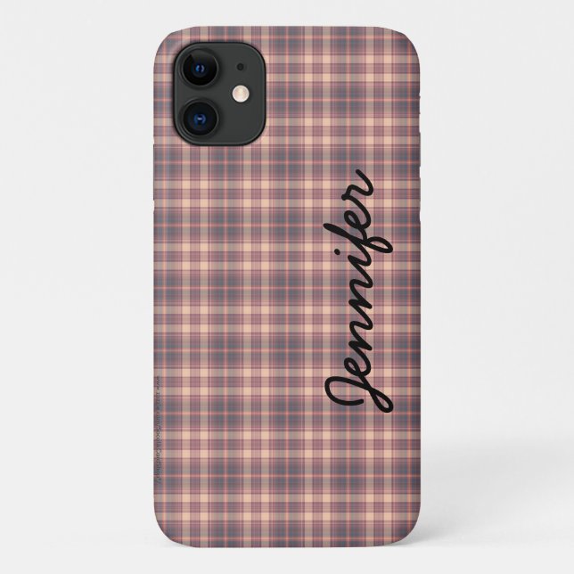iPhone 11 Fall, Graurosa Karierten Husten Personal Case-Mate iPhone Hülle (Rückseite)