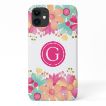 iPhone 11 Personalisierter Fall Gouache Floral
