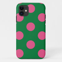 Polka Coque mignonne point vert et rose