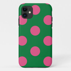 iPhone 11 Polka Coque mignonne point vert et rose