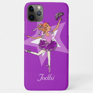 iPhone 11 Pro Max Filles ballerine violet nom de cheveux rouge coque