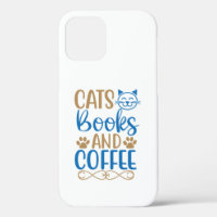 iPhone 12 Fallkatzen, Bücher und Kaffee