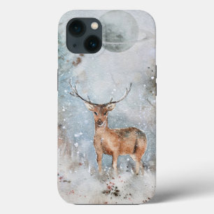 iPhone 13 Coque avec Cerf Peint & Planet