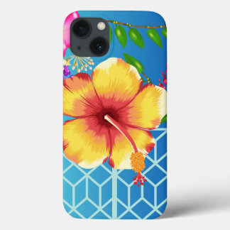 iPhone 13 Fall, Blue Background Golden Blume. Case-Mate iPhone Hülle