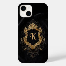 iPhone 14-Hülle • Monogramm Eleganter Goldrahmen