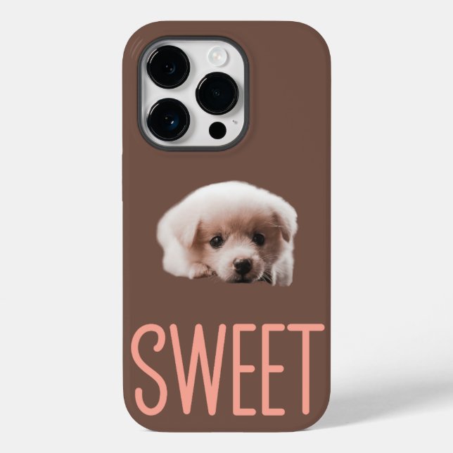 iPhone 14 Pro Hüllen Sweet Puppy and Brown Design (Rückseite)