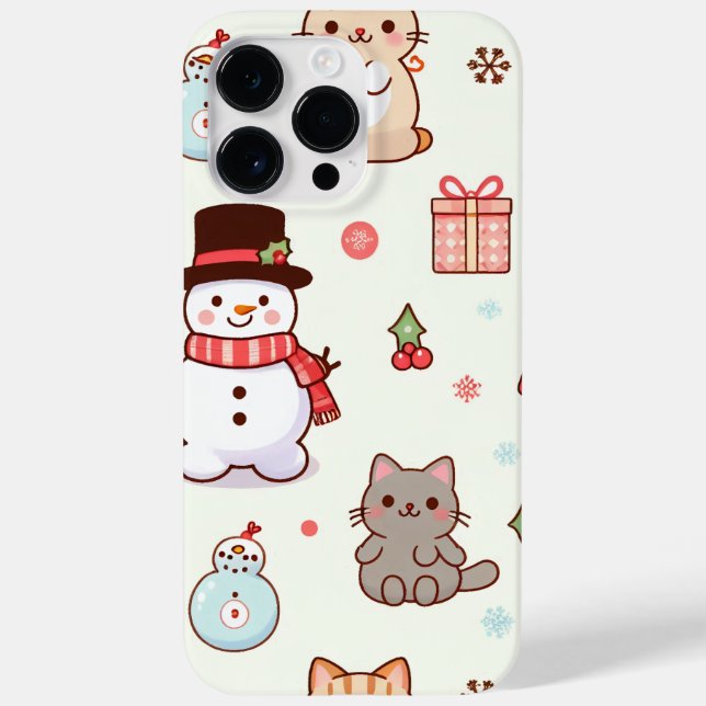 iPhone 14 Pro Max Coque - Chat snowman (Verso)