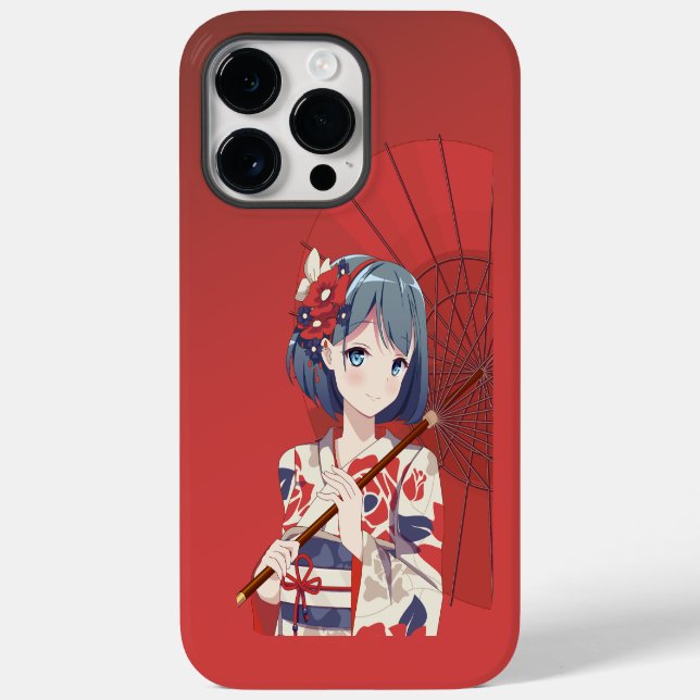 iPhone 14 Pro Max Red Anime Case Cover für Mädchen (Rückseite)