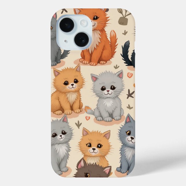 iPhone 15 Coque Cute chaton motif Téléphone Case (Verso)
