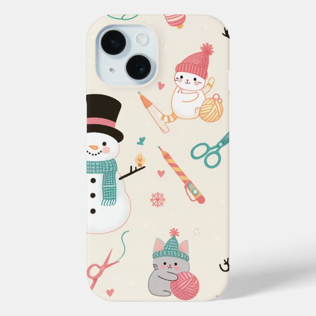 iPhone 15 Hüllen-Cat Schneemann Case-Mate iPhone Hülle (Rückseite)