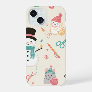 iPhone 15 Hüllen-Cat Schneemann Hülle