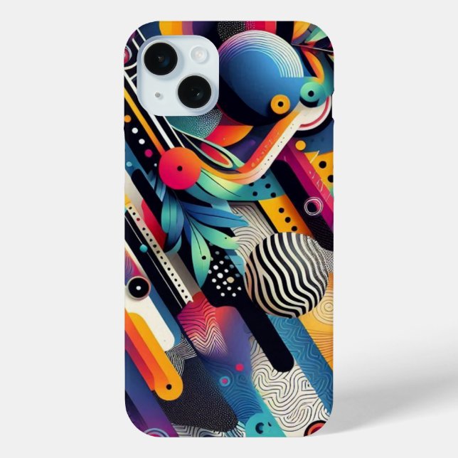 iPhone 15 Mini "Abstrait Art Extravaganza coque iphone" (Verso)
