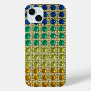 iPhone 15 Mini Parties scintillant vert jaune bleu mousseux coque