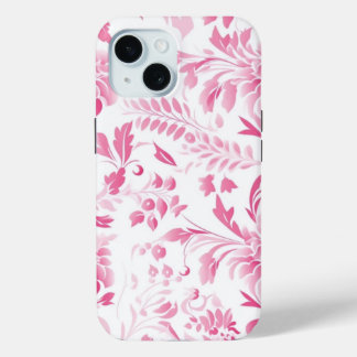 iPhone 15 Phone Case mit rosa Blumendesign