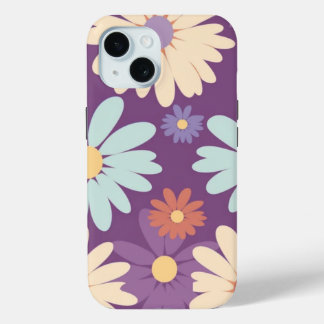 iPhone 15 Phone Case Retro Blumendesign