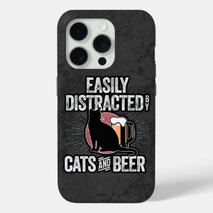 iPhone 15 Pro Facile à distraire par les chats et la bière Coque
