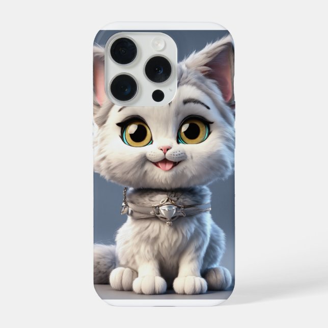 iPhone 15 Pro Fall mit adorable Cat Illustration Hülle (Rückseite)