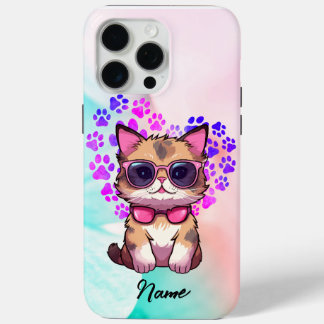 iPhone 15 Pro Max Chat Cool personnalisé en Coque lunettes de soleil