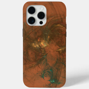 iPhone 15 Pro Max coque d'art abstrait bronze et olivier