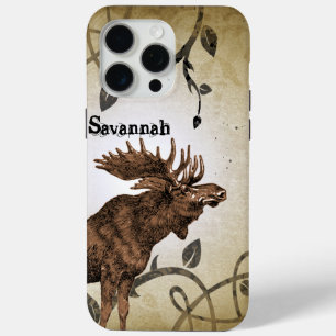 iPhone 15 Pro Max Vintage Moose Faded Damask Burning Vines coque iph