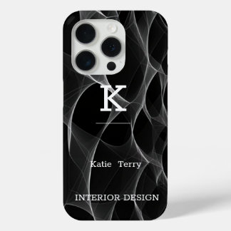 iPhone 15 Pro Monogramme moderne minimaliste noir et blanc Coque