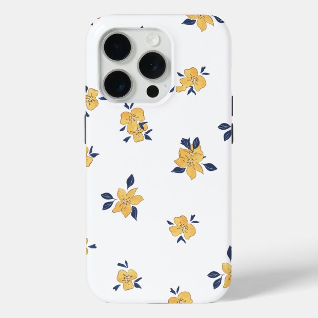 iPhone 15 Pro Sunny Bloom - Coque floral jaune (Verso)